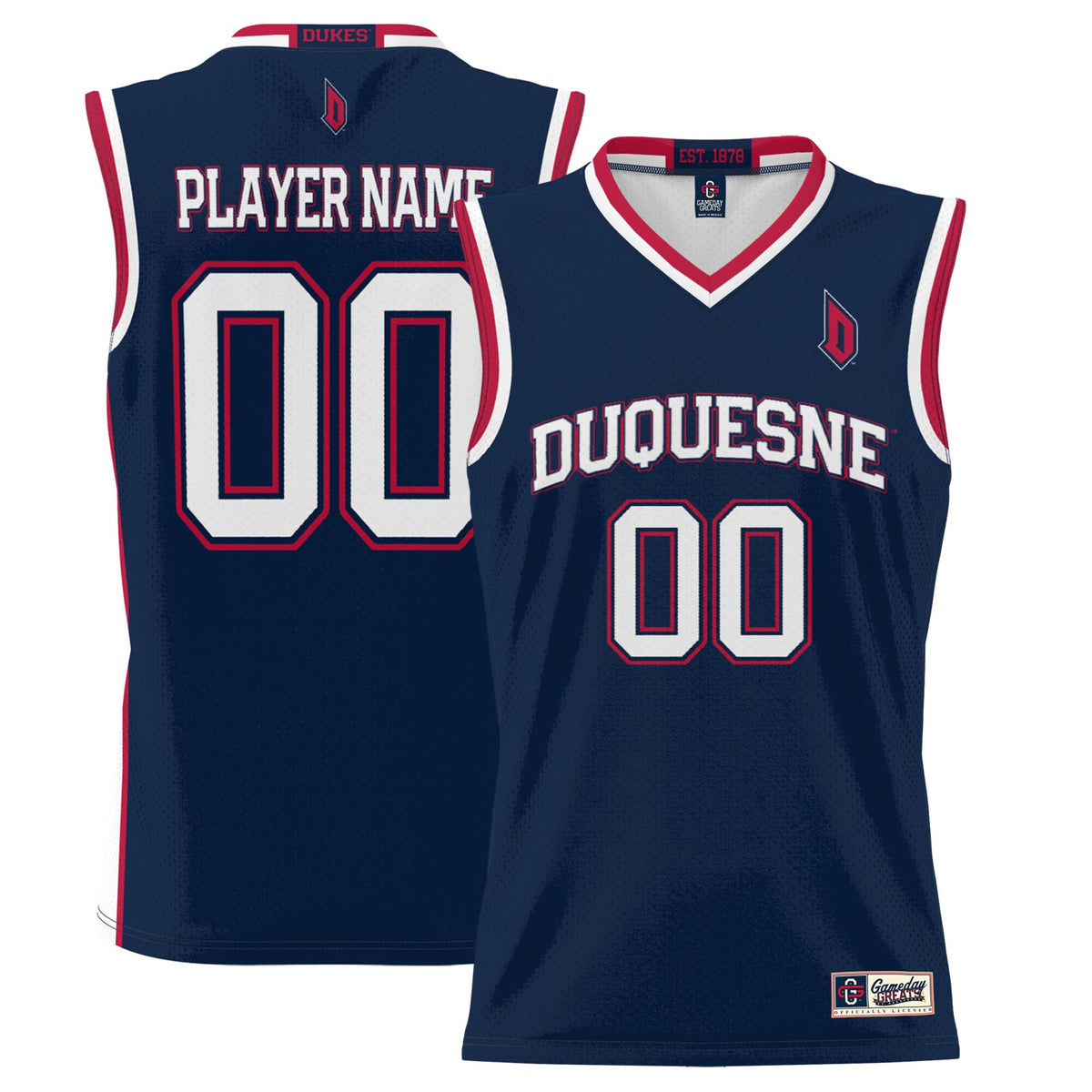 Duquesne James Madison Dukes navy jersey