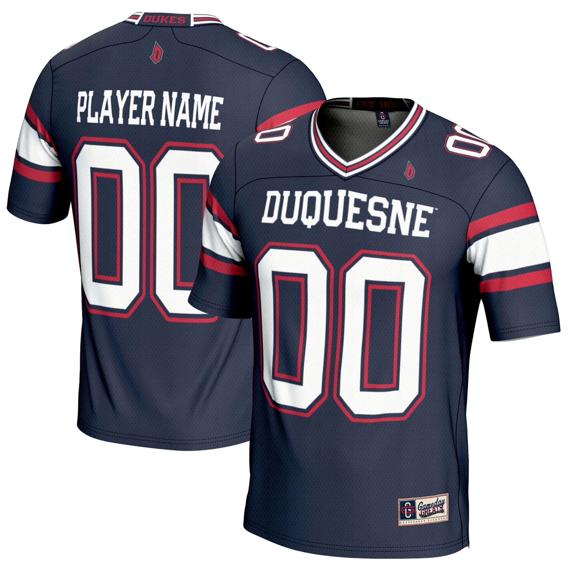 Duquesne James Madison Dukes navy jersey