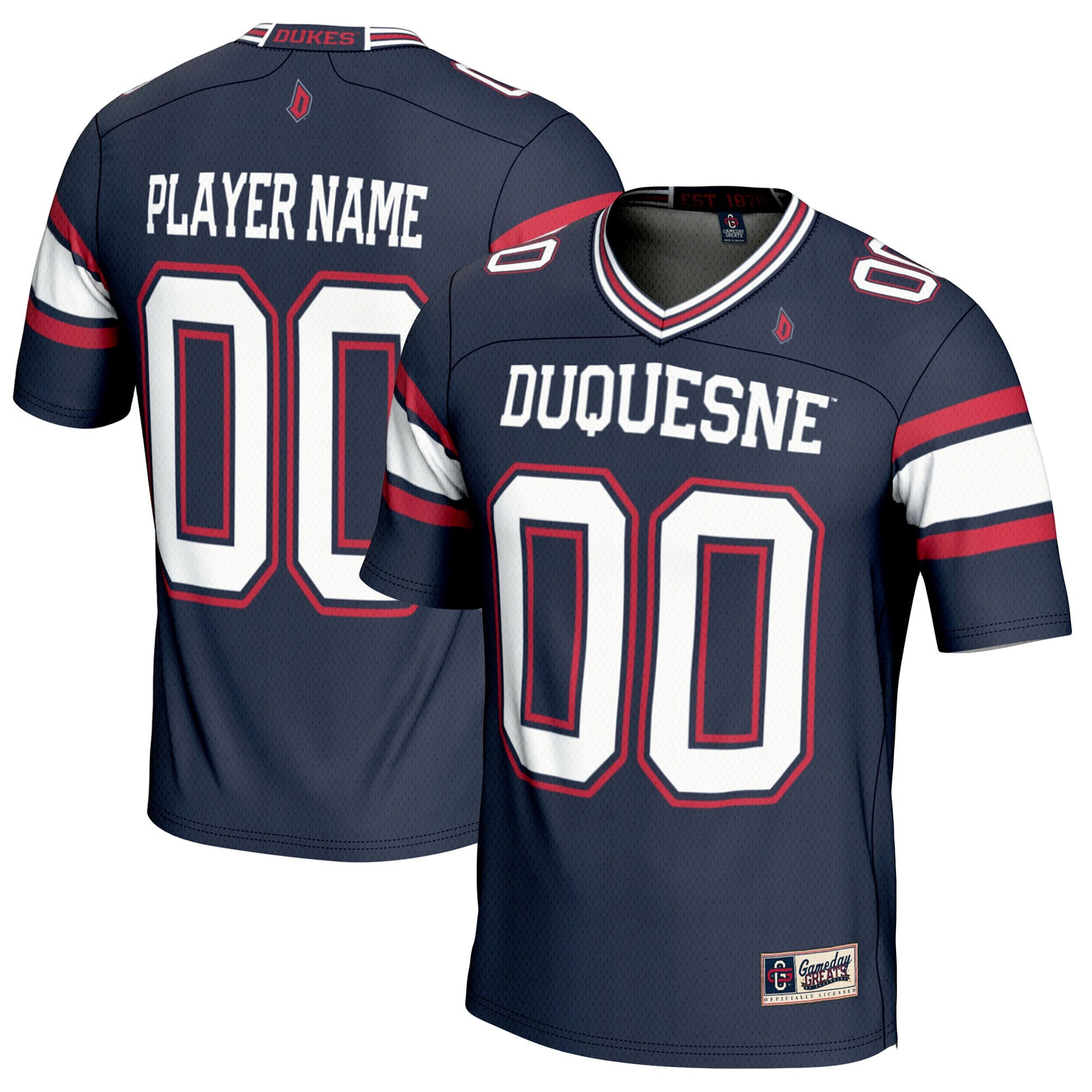 Duquesne James Madison Dukes navy jersey