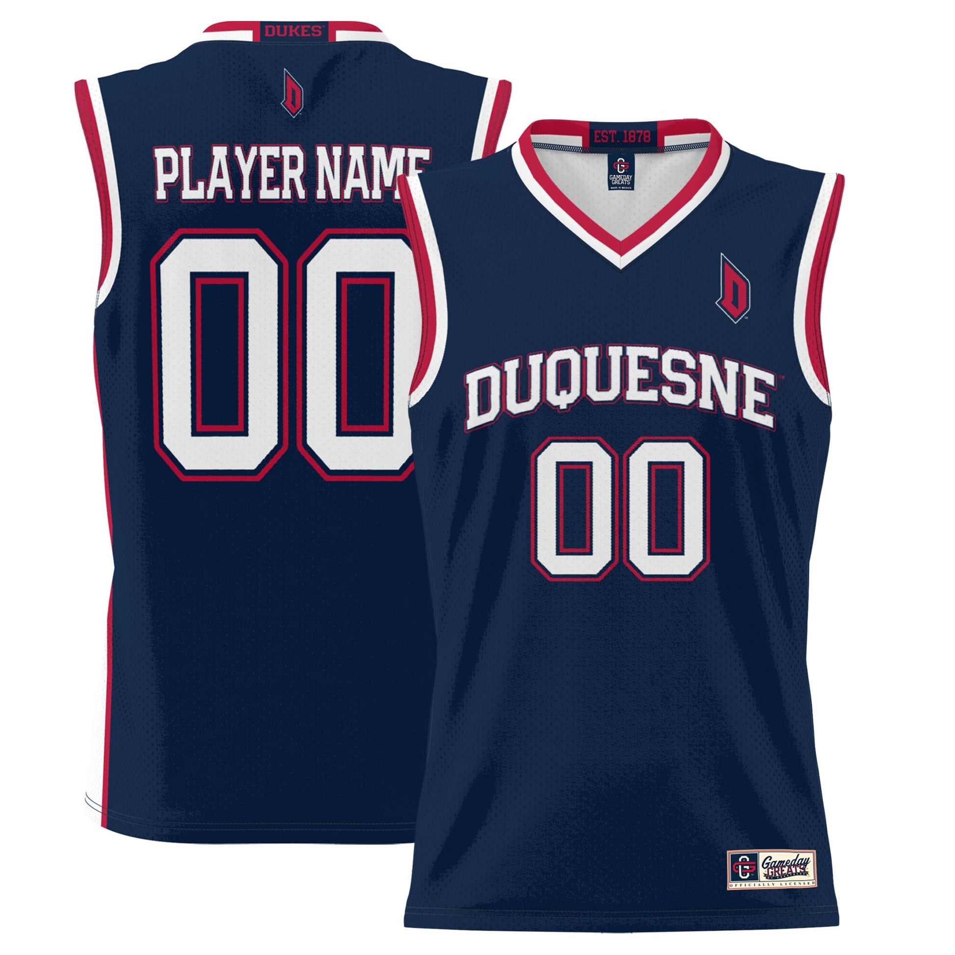 Duquesne James Madison Dukes navy jersey