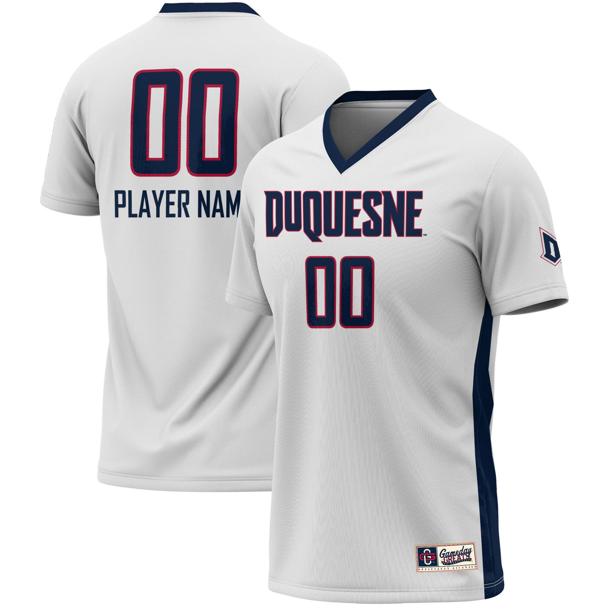 Duquesne James Madison Dukes white jersey