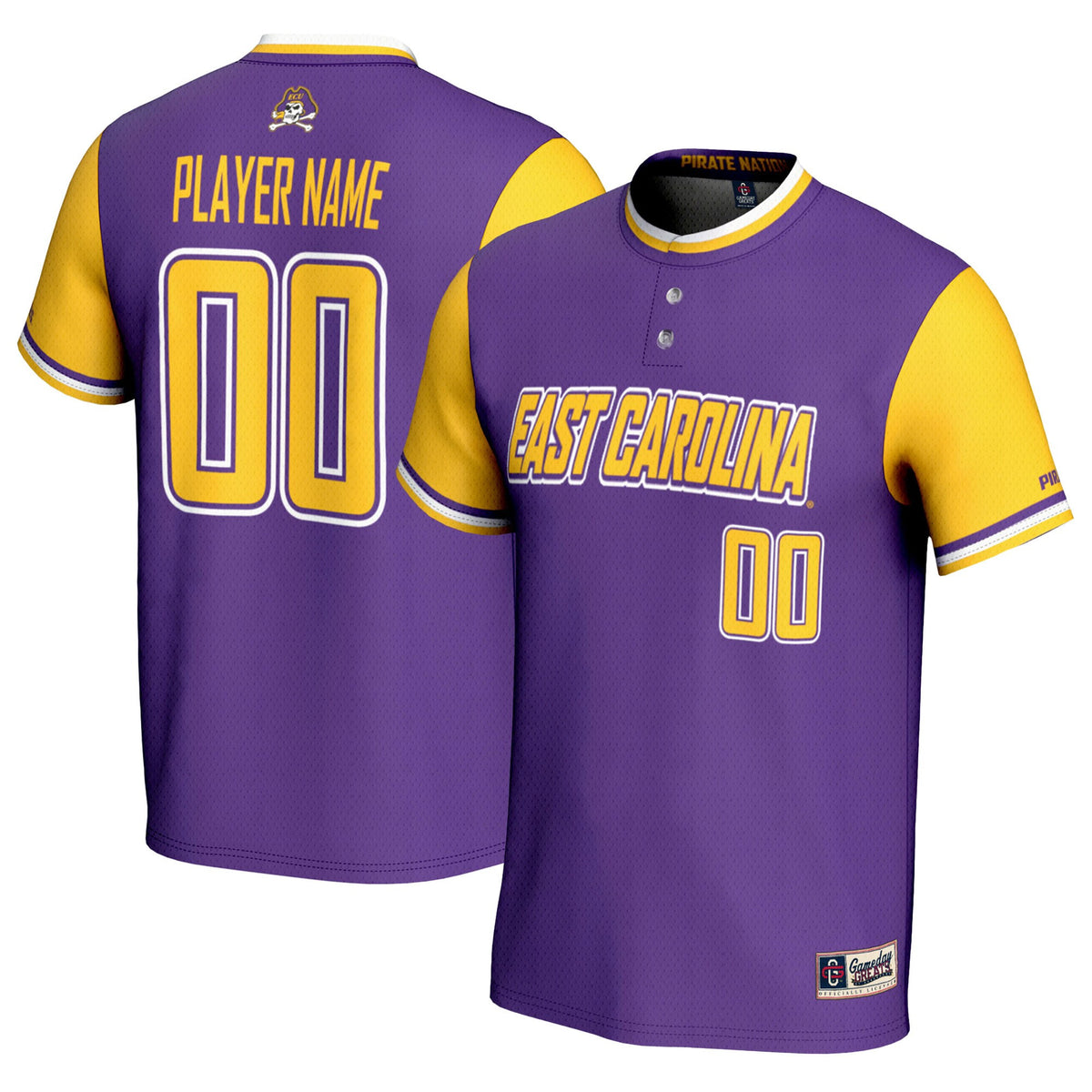 Softball ECU Pirates purple jersey