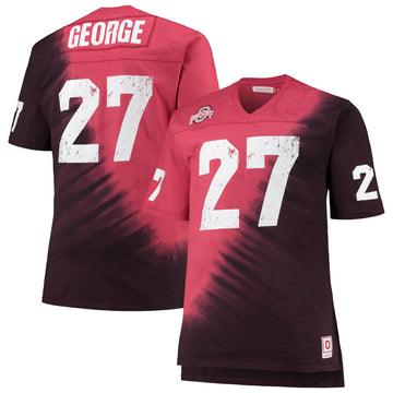Eddie George Name Number Tie-dye V-neck T-shirt Ohio State Buckeyes scarlet jersey