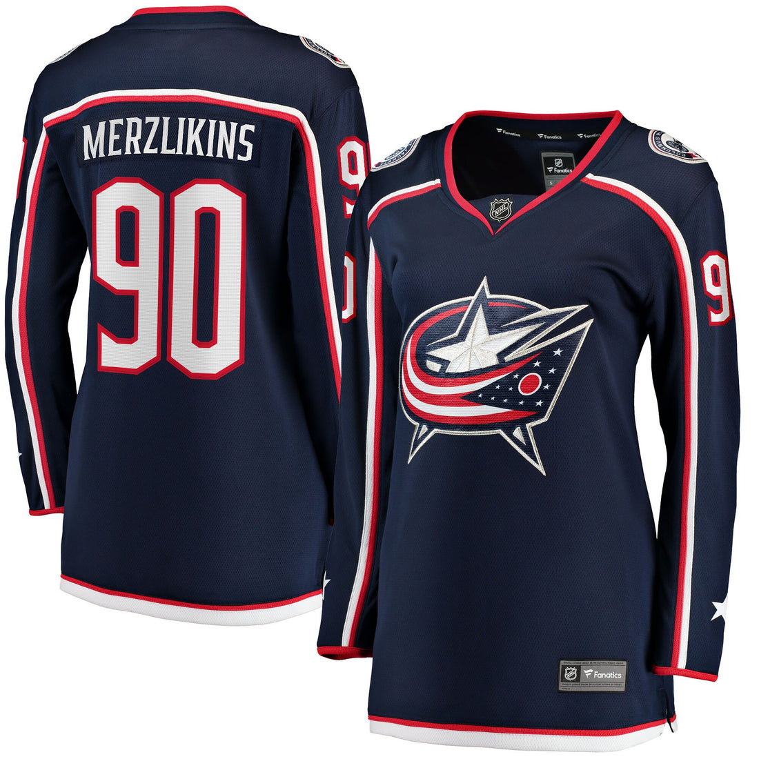 Elvis Merzlikins Columbus Blue Jackets navy Home jersey