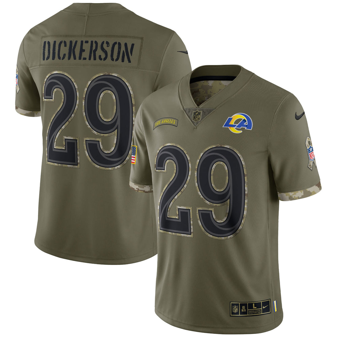 Eric Dickerson Los Angeles Rams olive Salute To Service jersey