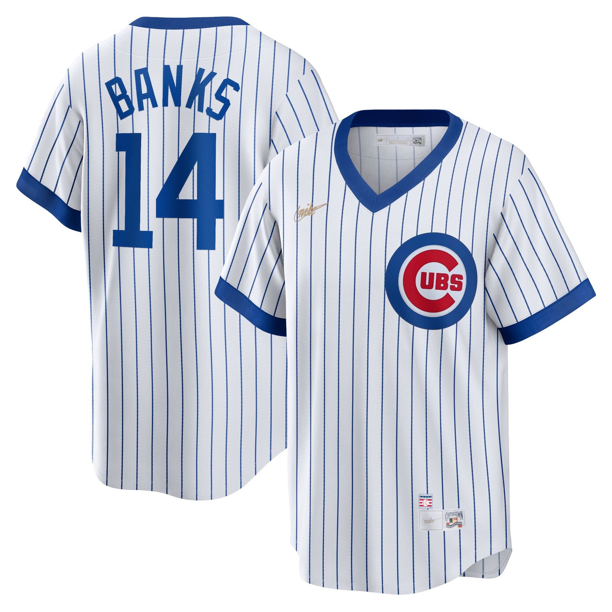 Ernie Banks Chicago Cubs white Cooperstown jersey