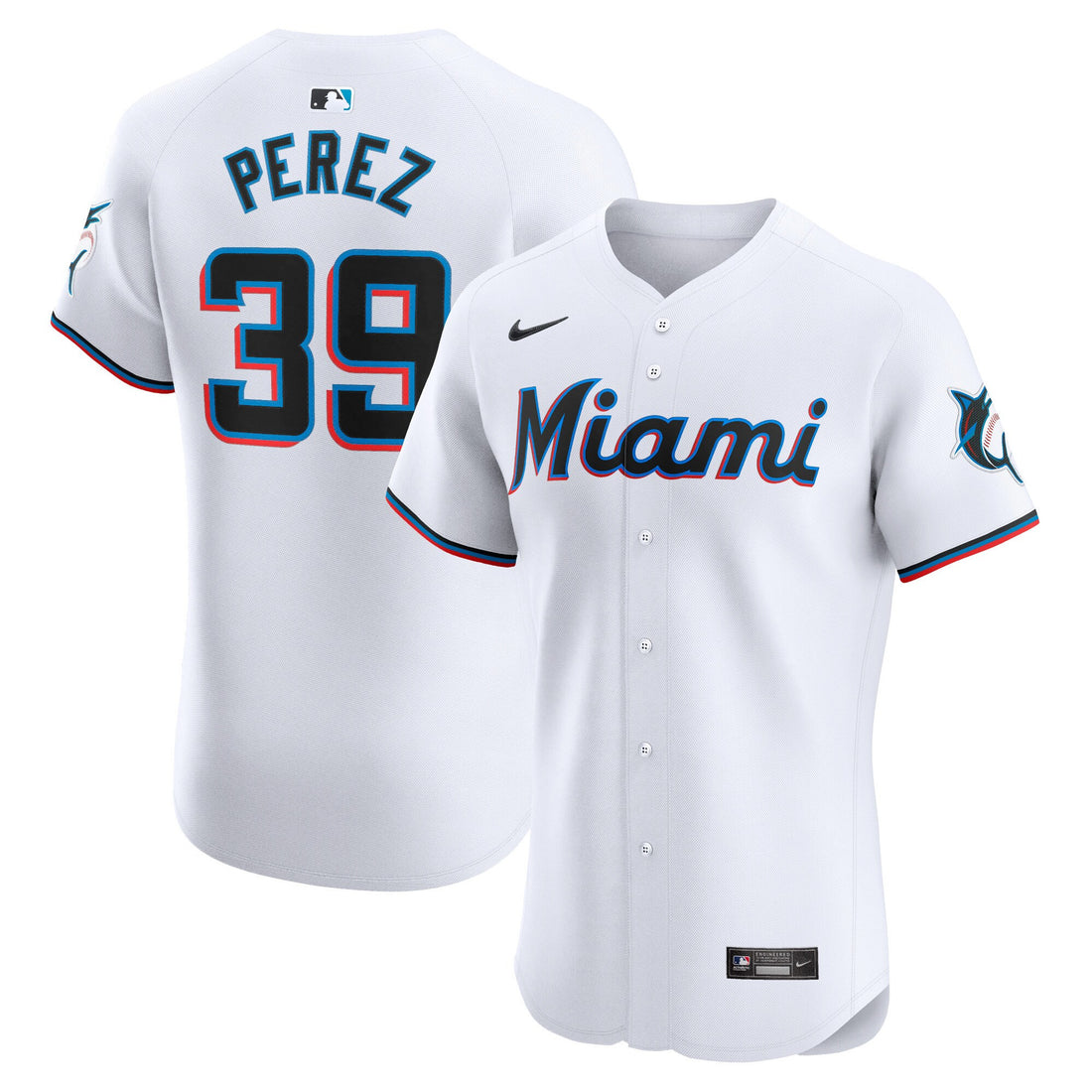 Eury Perez Miami Marlins white Elite jersey