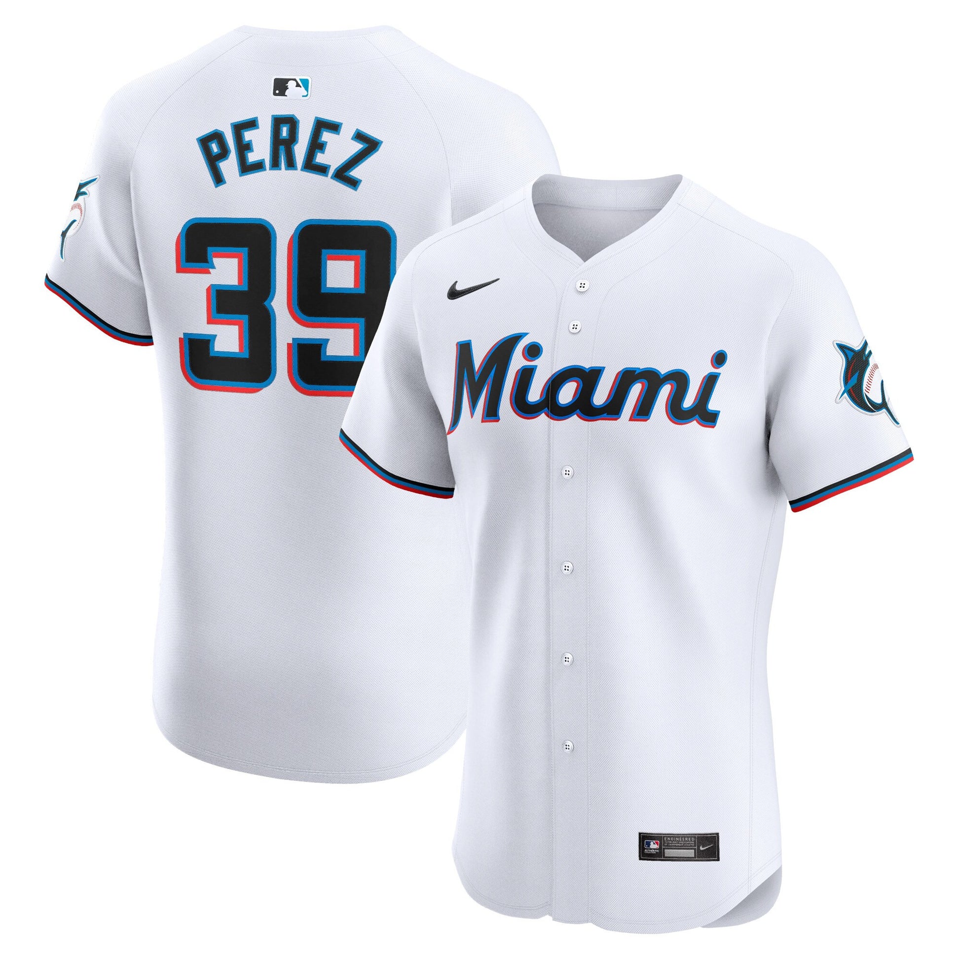 Eury Perez Miami Marlins white Elite jersey
