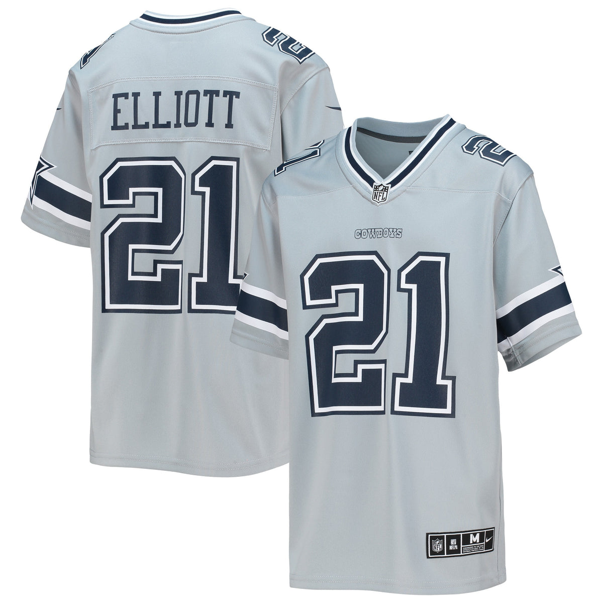 Ezekiel Elliott Dallas Cowboys silver jersey