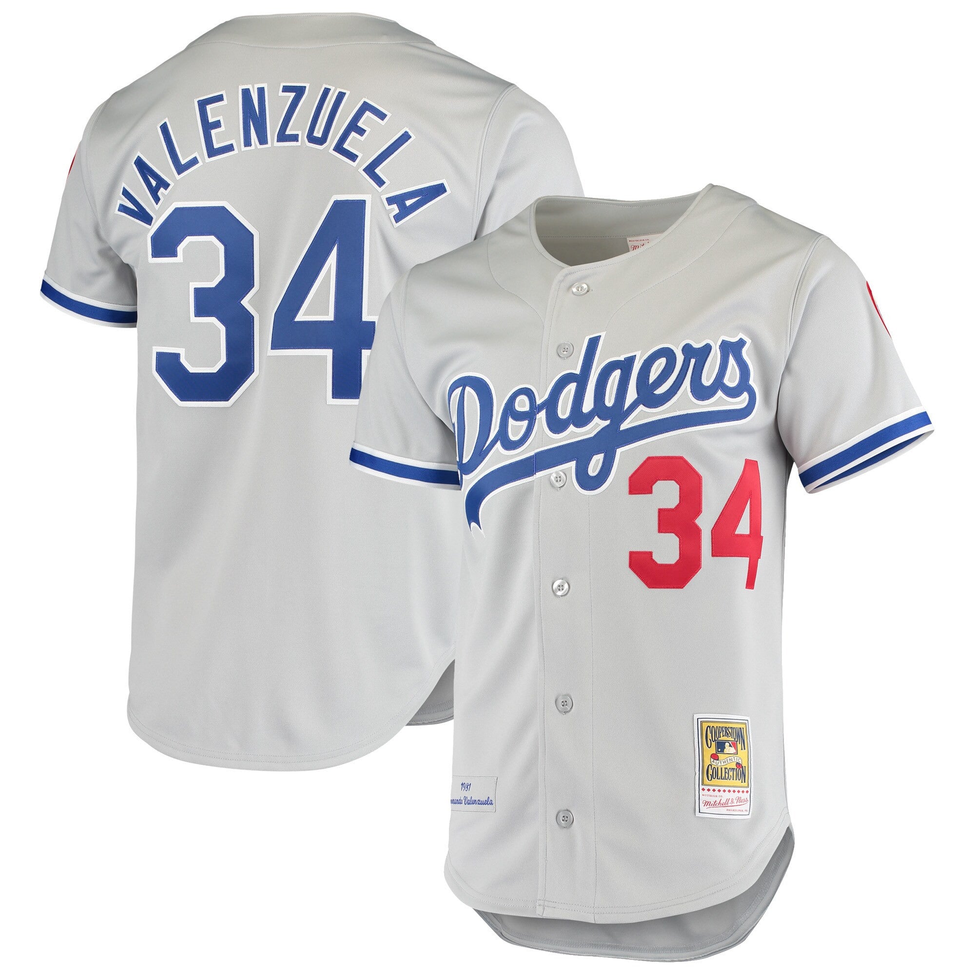 Fernando Valenzuela Los Angeles Dodgers gray Cooperstown jersey
