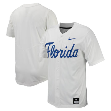 Full-button Florida Gators white jersey