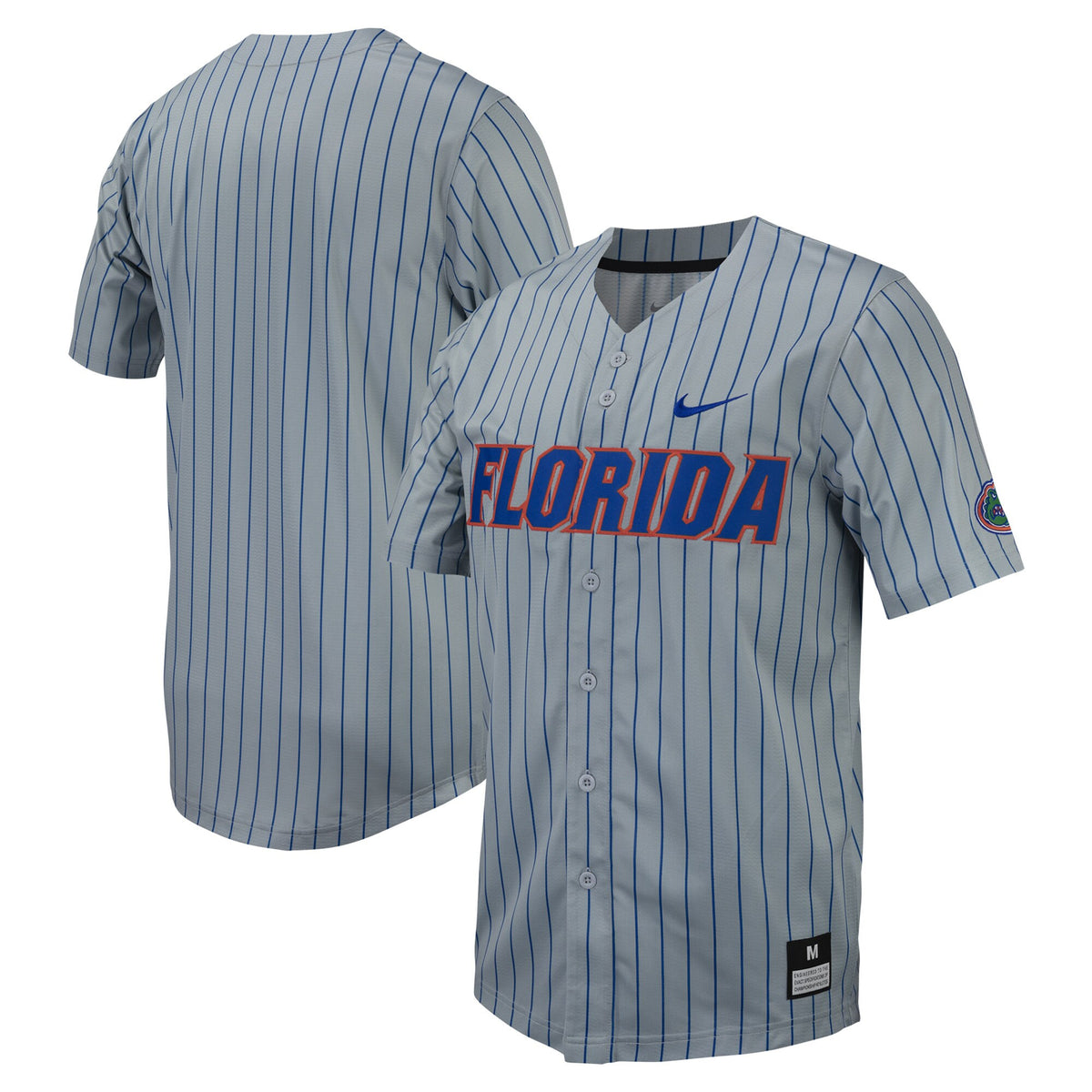 Pinstripe Full-button Florida Gators gray jersey