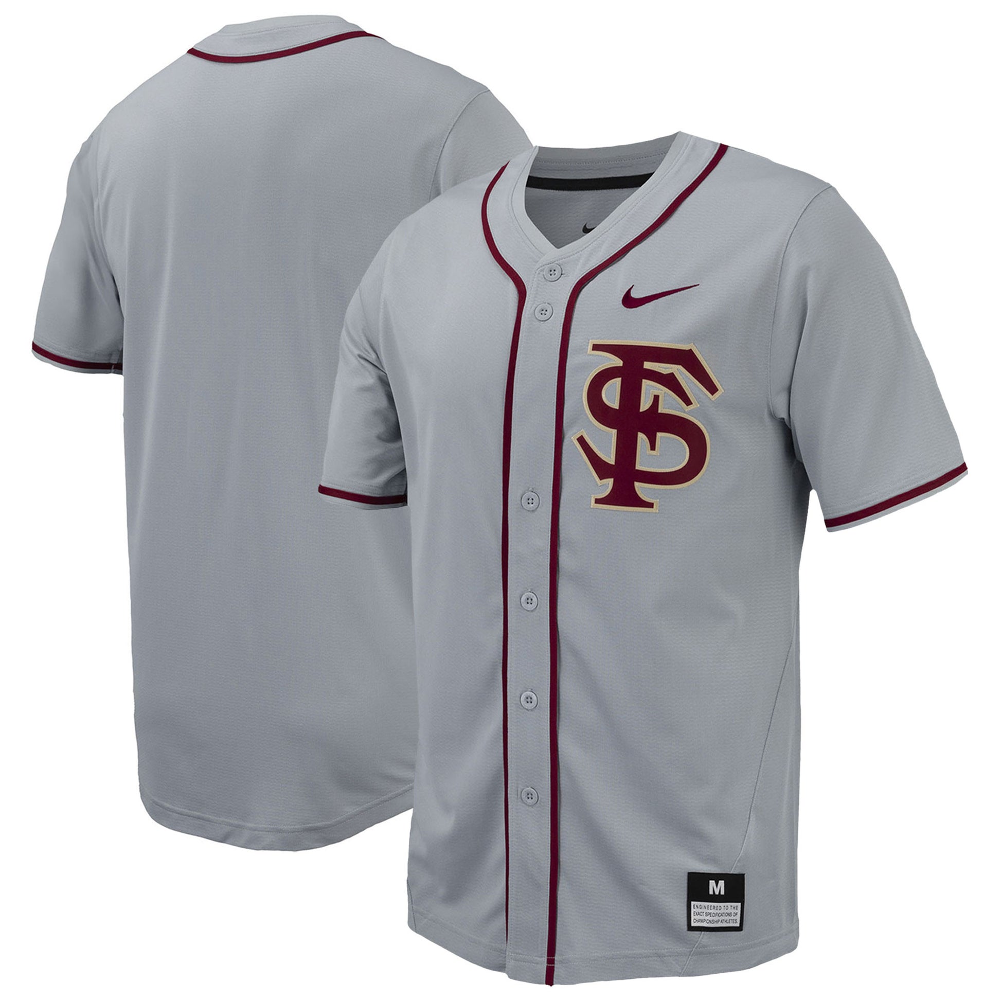 Full-button Florida State Seminoles gray jersey