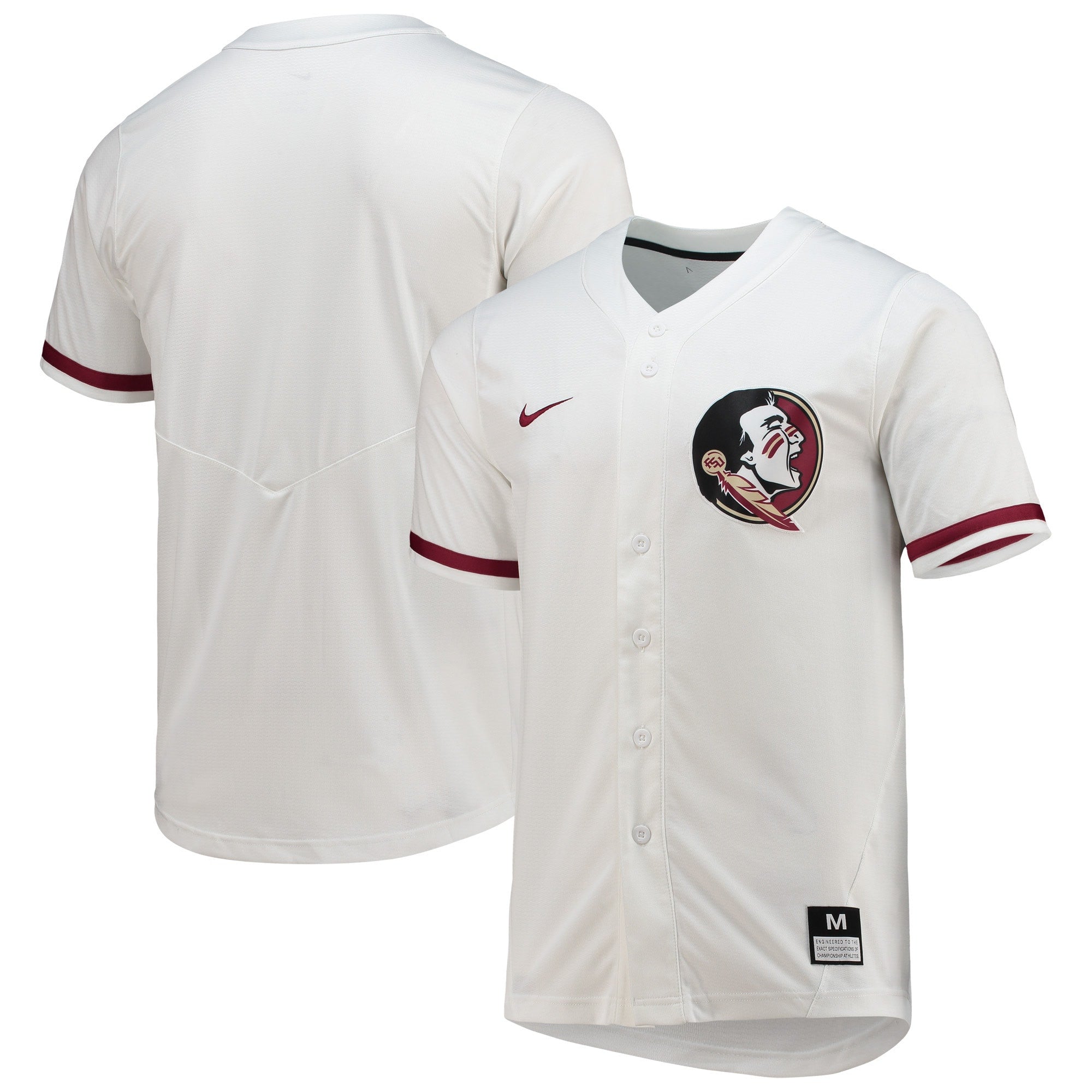 Full-button Softball Florida State Seminoles white jersey