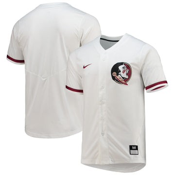 Full-button Softball Florida State Seminoles white jersey