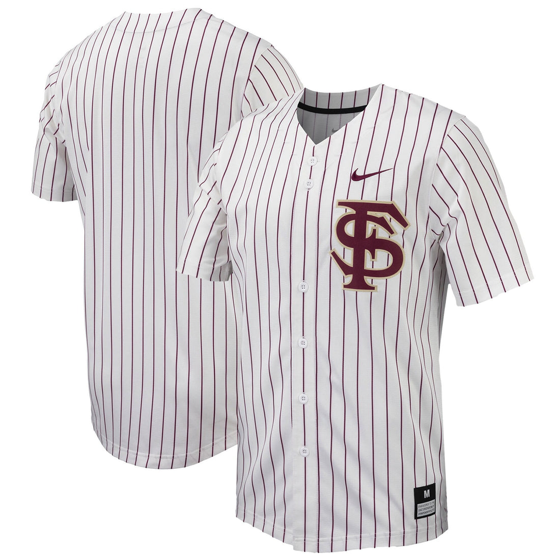 Pinstripe Full-button Florida State Seminoles white jersey