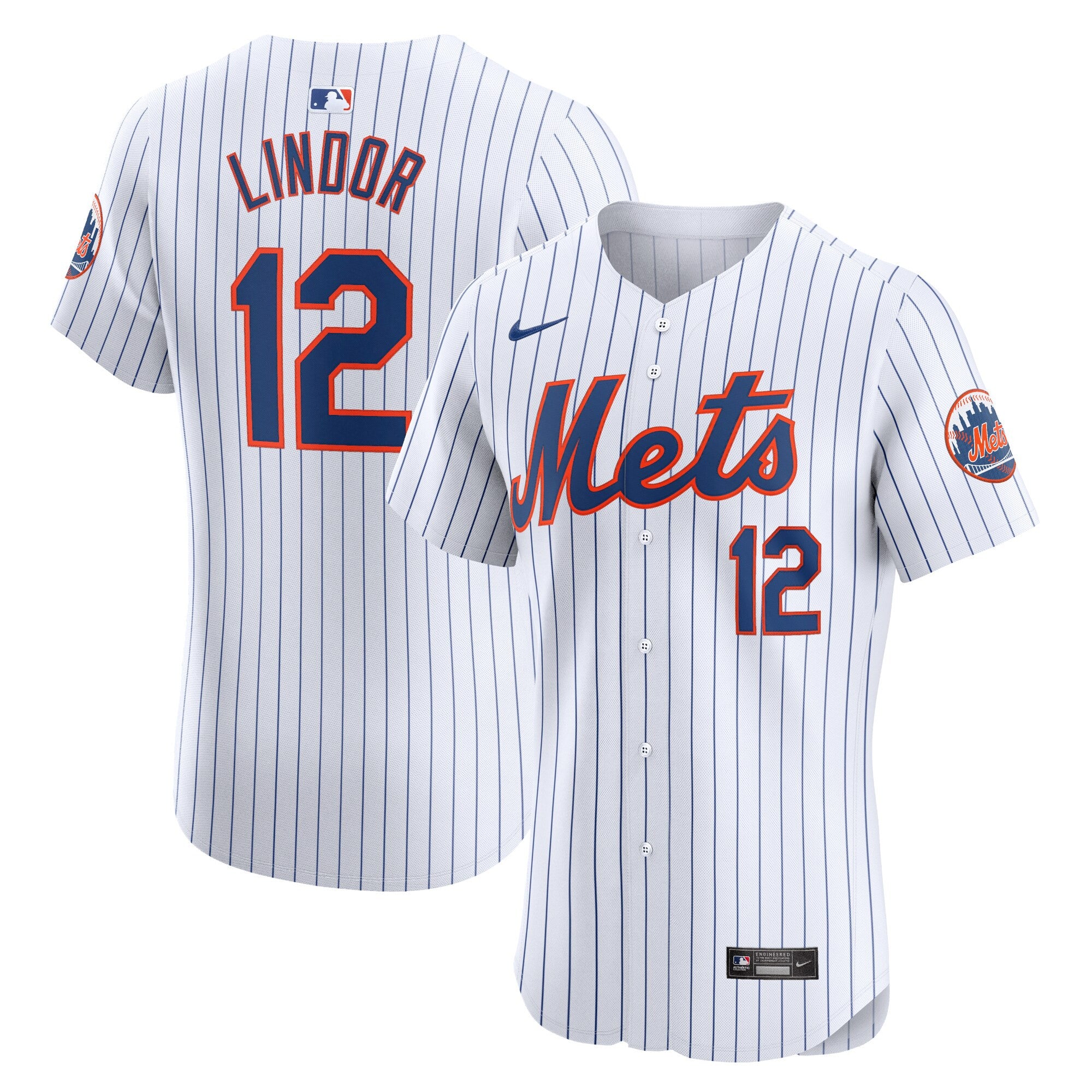 Francisco Lindor New York Mets white Elite jersey
