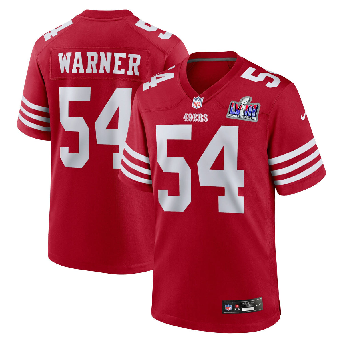 Fred Warner Super Bowl Lviii San Francisco 49ers scarlet jersey
