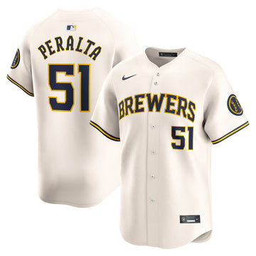 Freddy Peralta Milwaukee Brewers cream Limited jersey