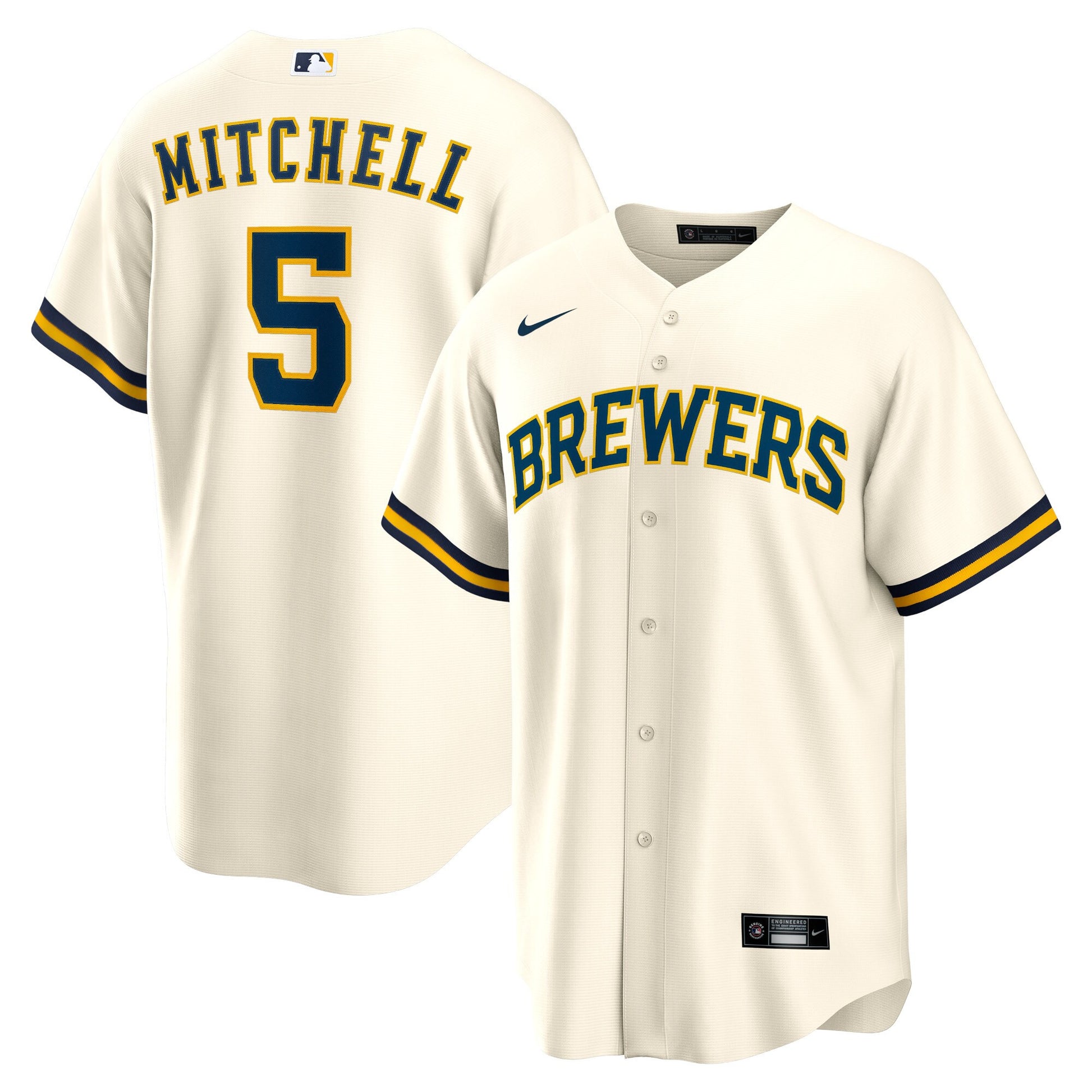 Garrett Mitchell Milwaukee Brewers cream jersey