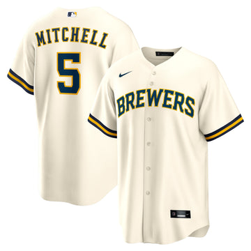 Garrett Mitchell Milwaukee Brewers cream jersey