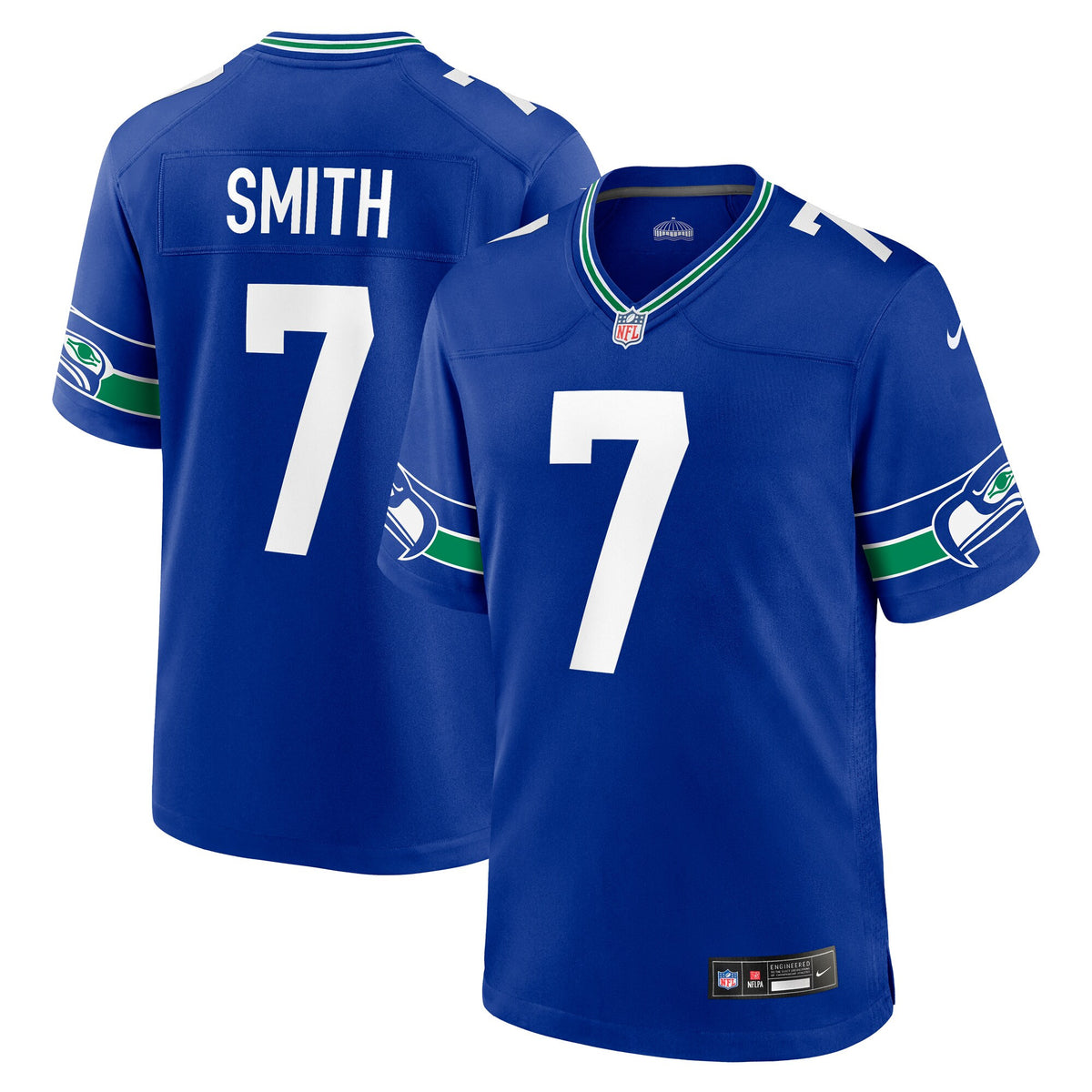 Geno Smith Seattle Seahawks royal Throwback jersey