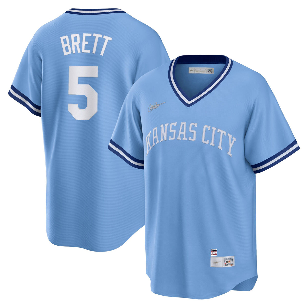 George Brett Kansas City Royals blue Cooperstown jersey