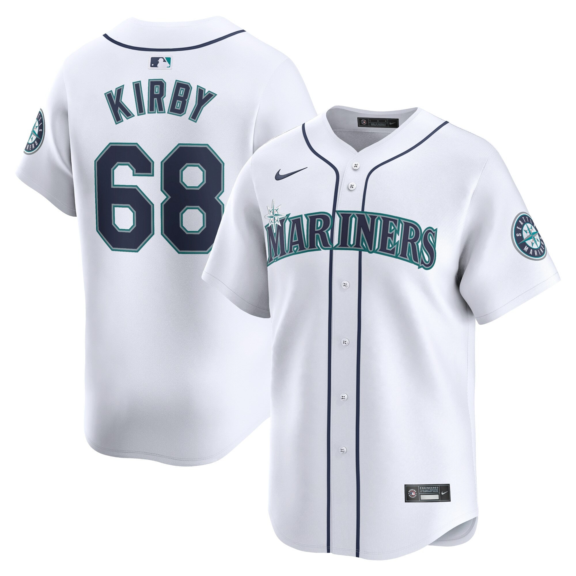 George Kirby Seattle Mariners white Limited jersey
