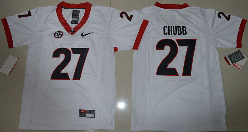Nick Chubb Georgia Bulldogs white jersey