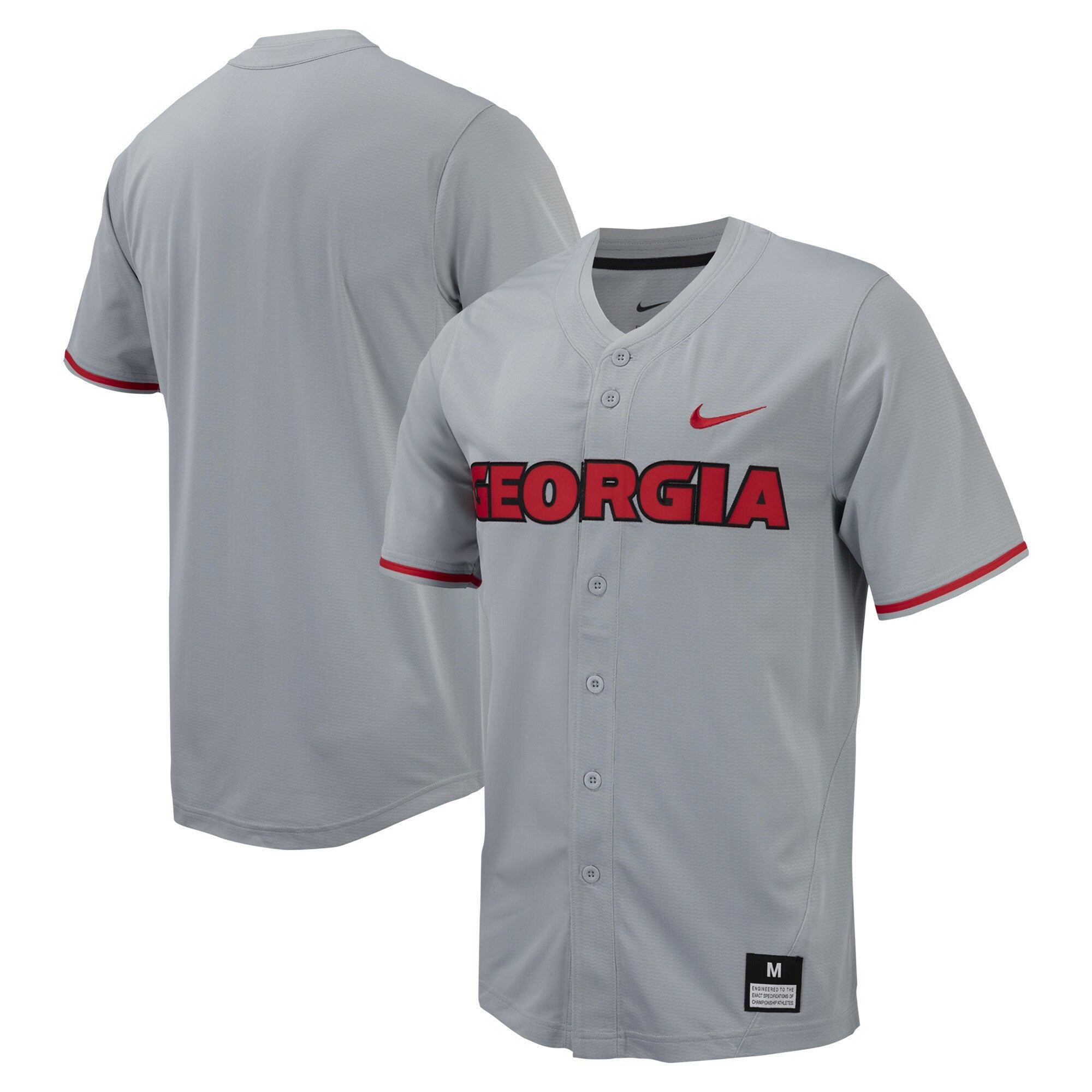 Full-button Georgia Bulldogs gray jersey