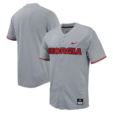Full-button Georgia Bulldogs gray jersey