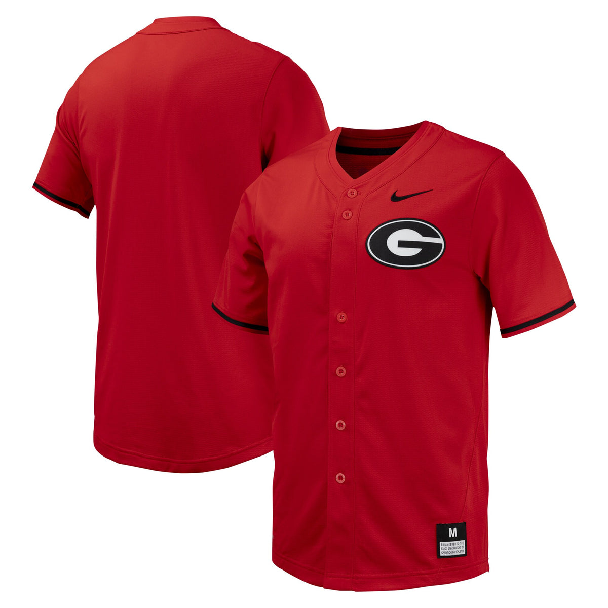 Full-button Georgia Bulldogs red jersey