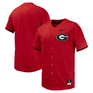 Full-button Georgia Bulldogs red jersey