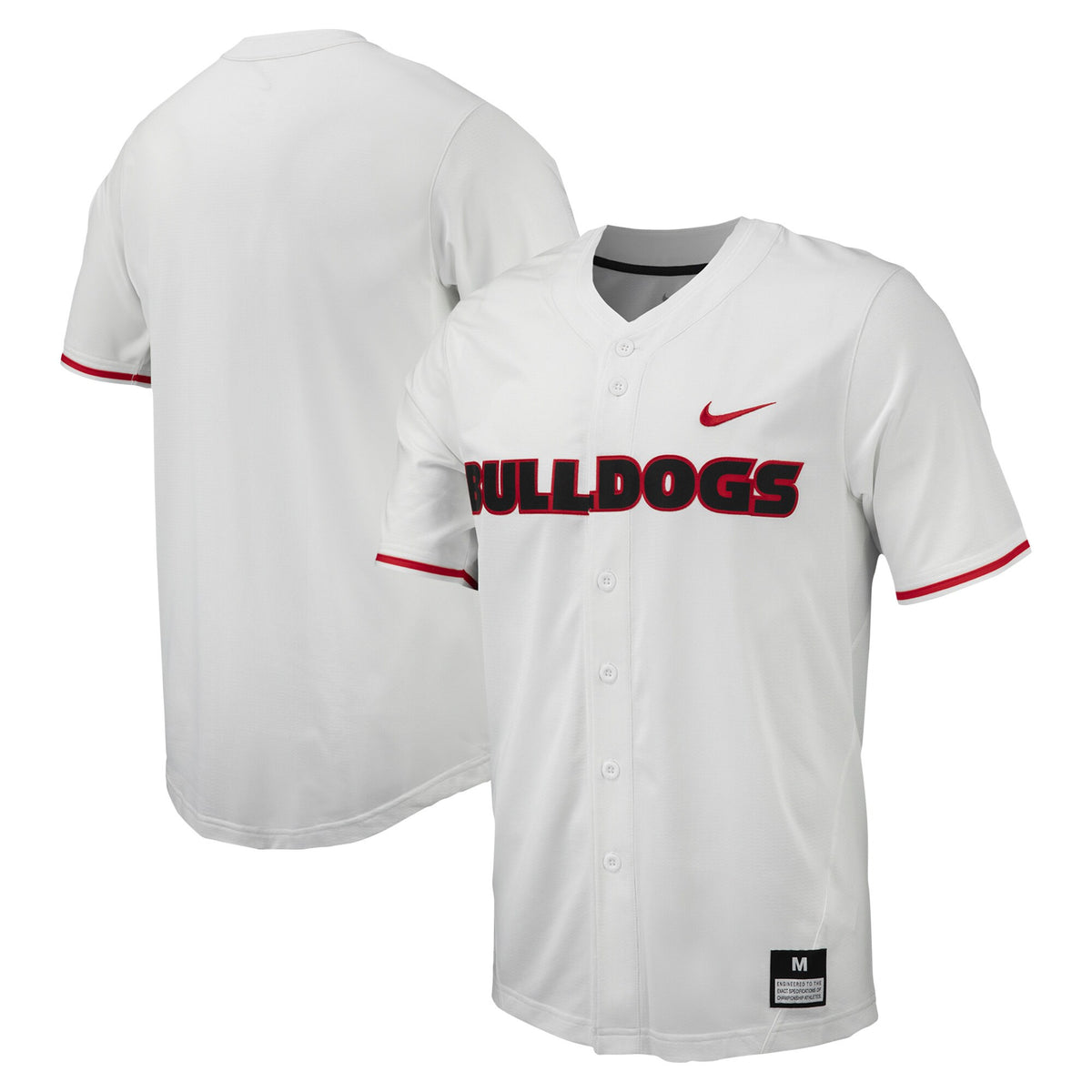 Full-button Georgia Bulldogs white jersey