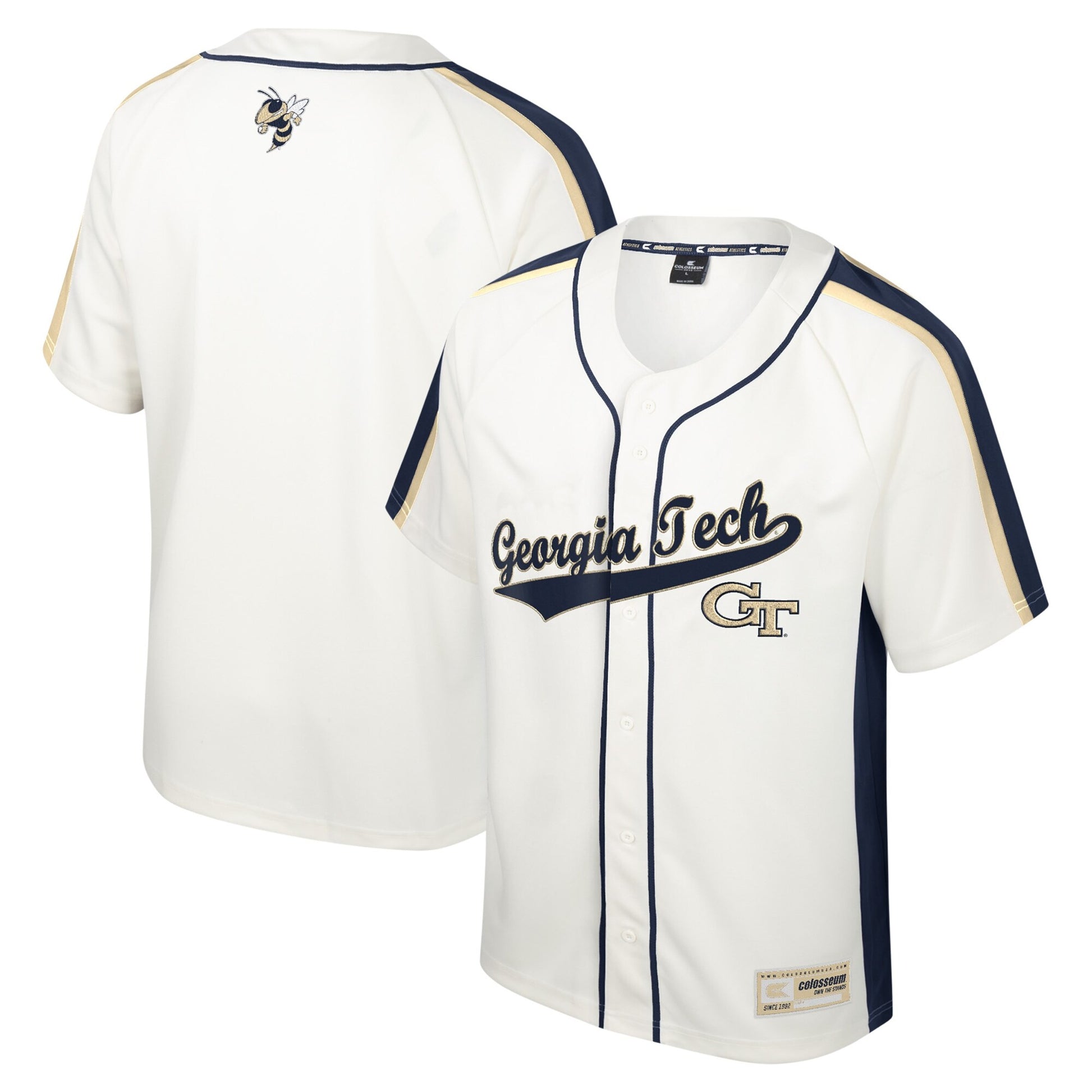 Colosseum Ruth Button-up Georgia Tech Yellow Jackets cream jersey