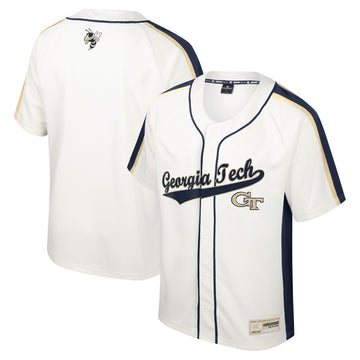Colosseum Ruth Button-up Georgia Tech Yellow Jackets cream jersey