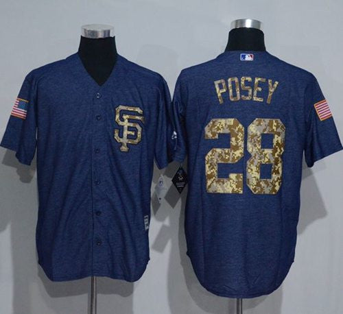 Buster Posey Denim San Francisco Giants blue Salute To Service jersey