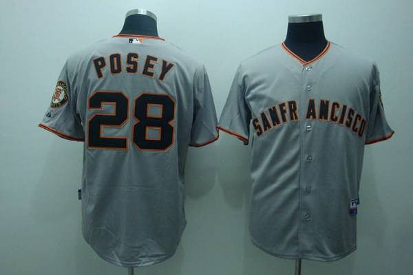 Buster Posey San Francisco Giants grey jersey