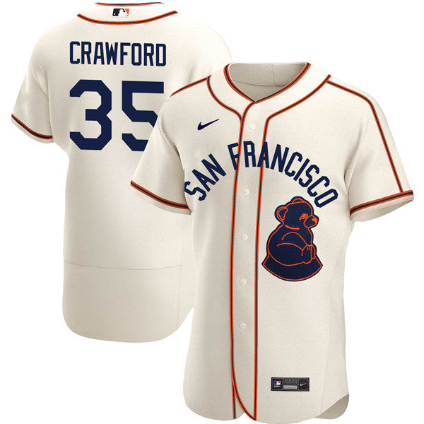 Brandon Crawford San Francisco Giants cream Throwback jersey