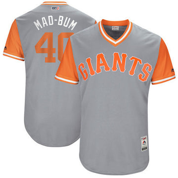 Madison Bumgarner Mad Bum Majestic San Francisco Giants gray jersey
