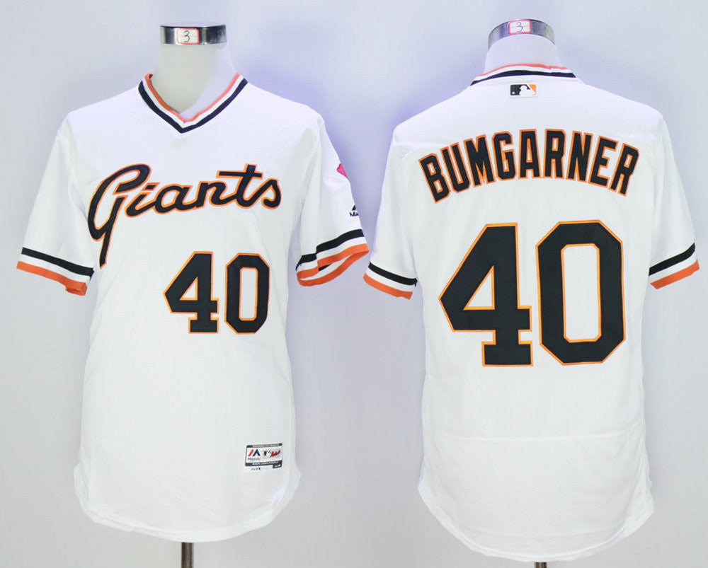 Madison Bumgarner San Francisco Giants white Throwback jersey