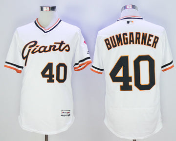 Madison Bumgarner San Francisco Giants white Throwback jersey