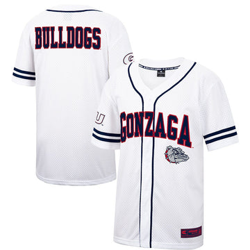 Colosseum Free Spirited Mesh Button-up Gonzaga Bulldogs white jersey