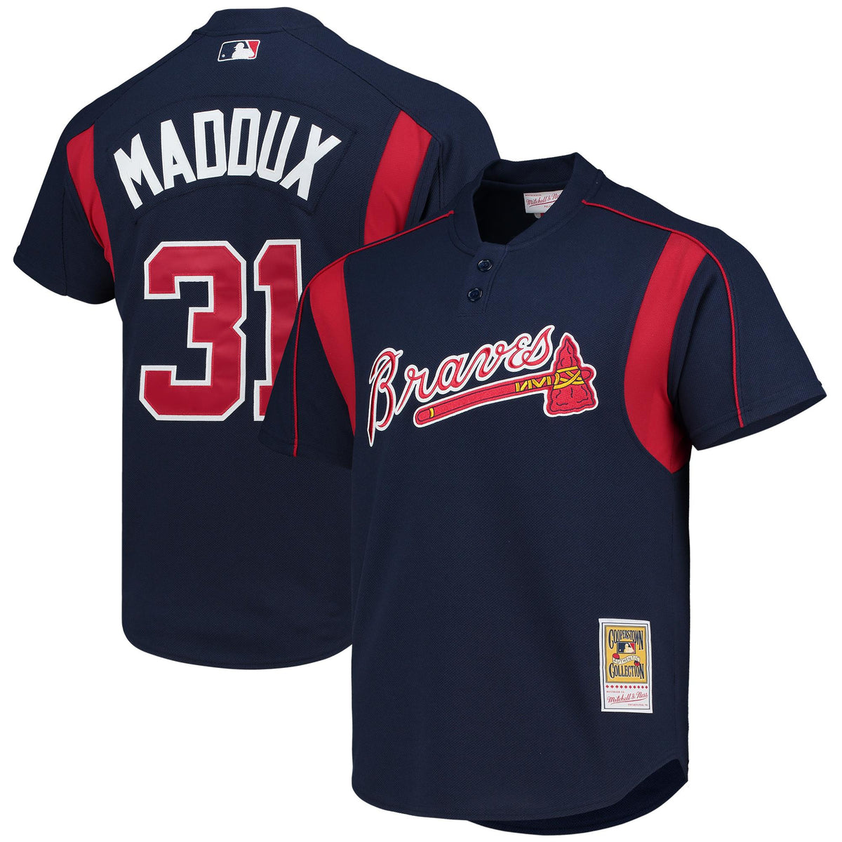 Greg Maddux Atlanta Braves navy Cooperstown jersey
