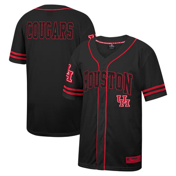 Colosseum Free Spirited Mesh Button-up Houston Cougars black jersey
