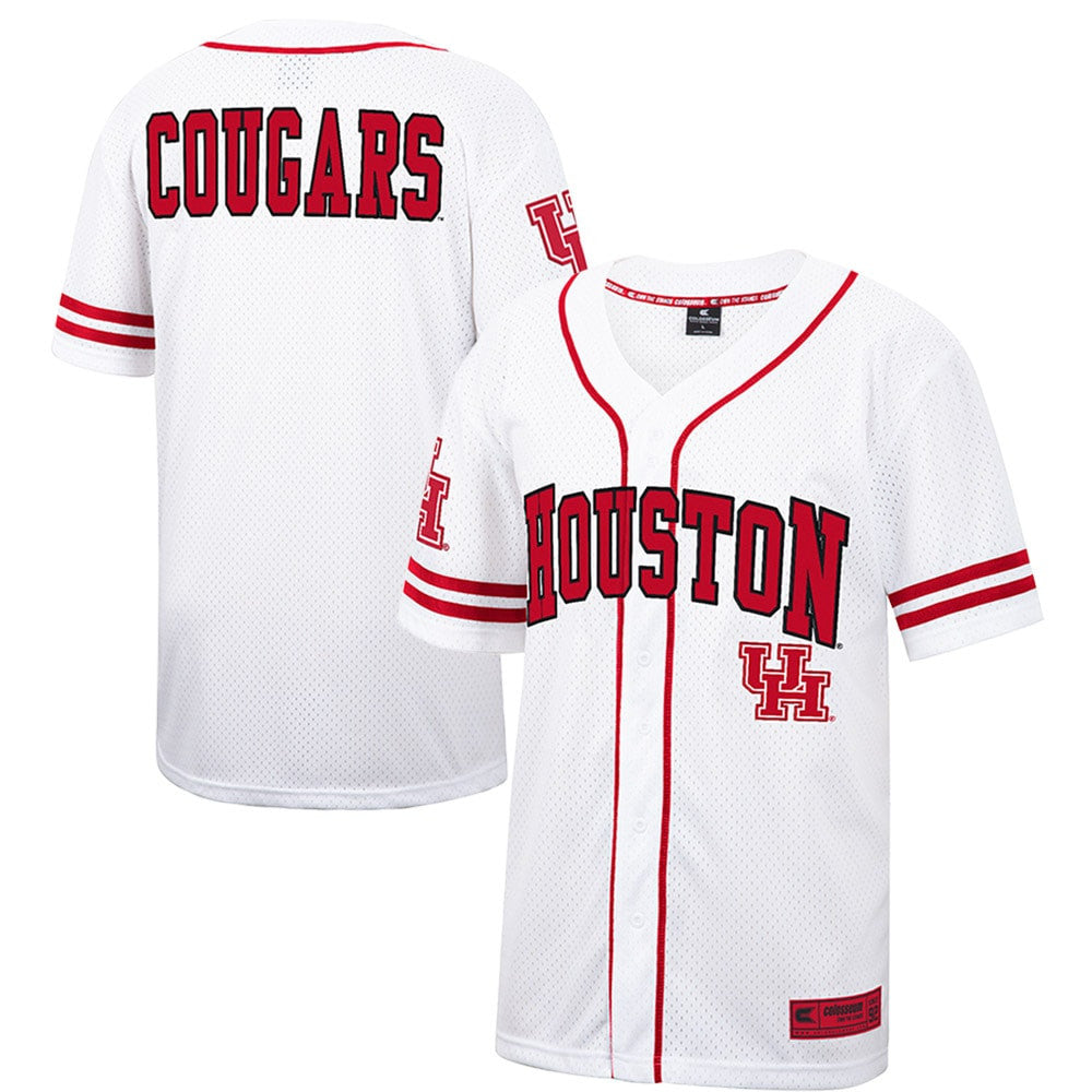 Colosseum Free Spirited Mesh Button-up Houston Cougars white jersey