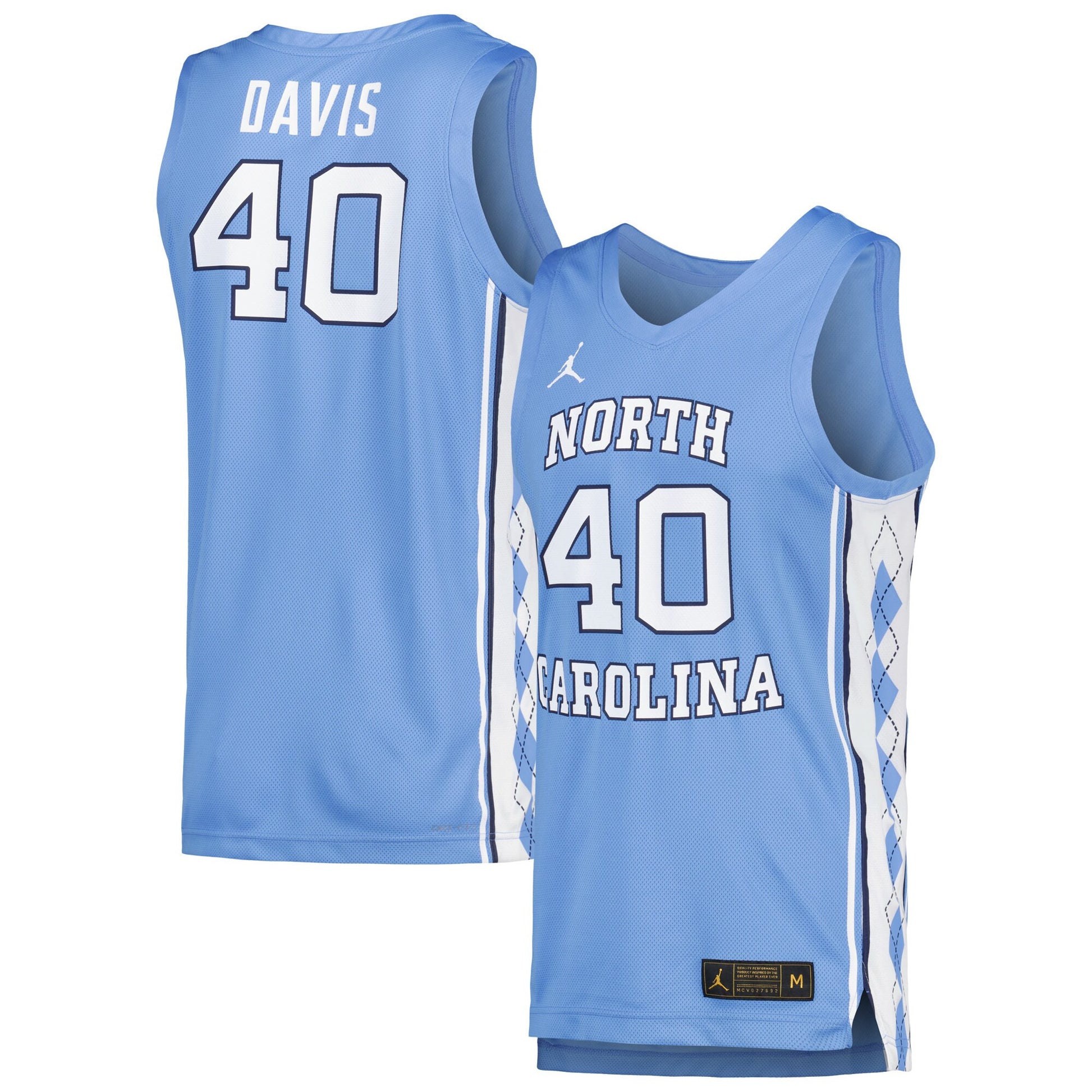Hubert Davis Jordan Brand Carolina North Carolina Tar Heels blue jersey