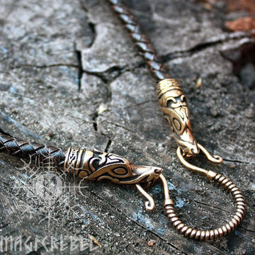 Viking Wolf Home Decor - Viking Handmade Genuine Leather Necklaces Braided Round Three Colors