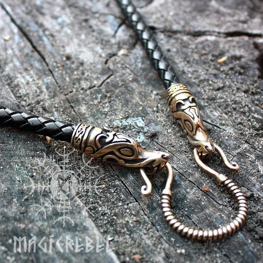 Viking Wolf Home Decor - Viking Handmade Genuine Leather Necklaces Braided Round Three Colors