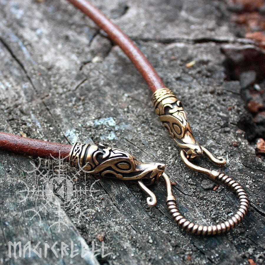 Viking Wolf Home Decor - Viking Handmade Genuine Leather Necklaces Braided Round Three Colors